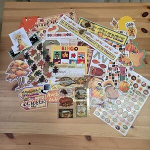 Lot Of Fall Thanksgiving  Paper Crafts, Scrapbook Stickers, Ephemera New & Used